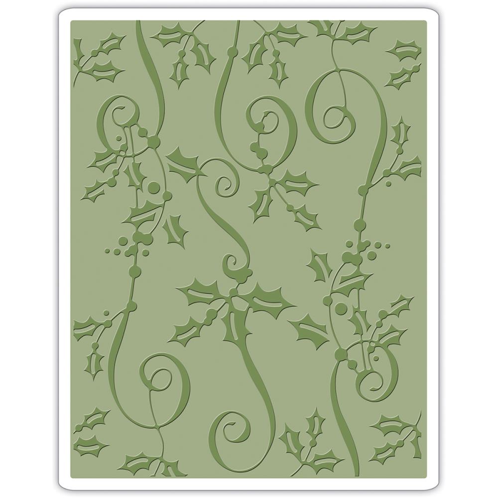 Sizzix Texture Fades A2 Embossing Folder By Tim Holtz - Holly Ribbon