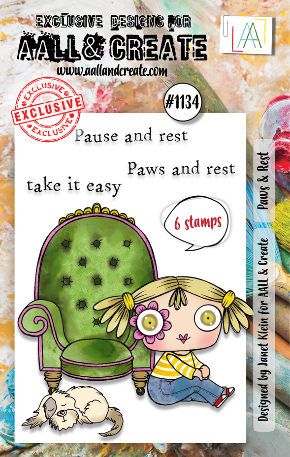 AALL & Create Clear Stamps A7 By Janet Klein - #1134 Paws & Rest
