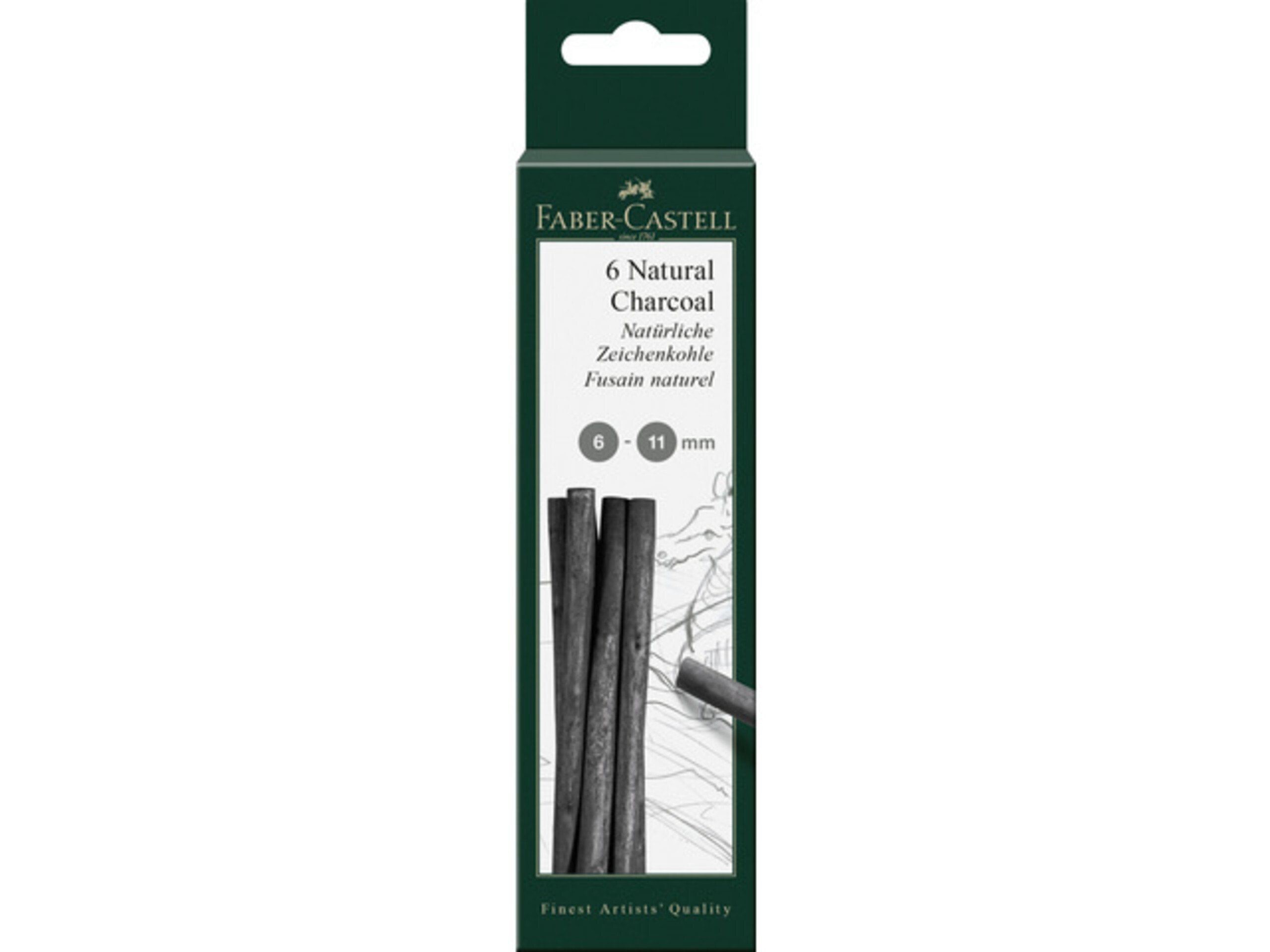 Faber Castell Natural Charcoal Sticks 6-11mm 6/Pkg