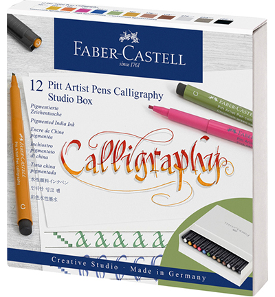 Tekenstift Faber-Castell Pitt Artist kalligraﬁeset Studiobox 12 stuks