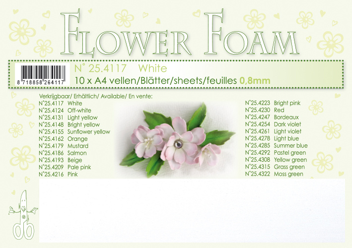 Leane Creatief Flower Foam Sheets A4 0.8mm 10/Pkg - White