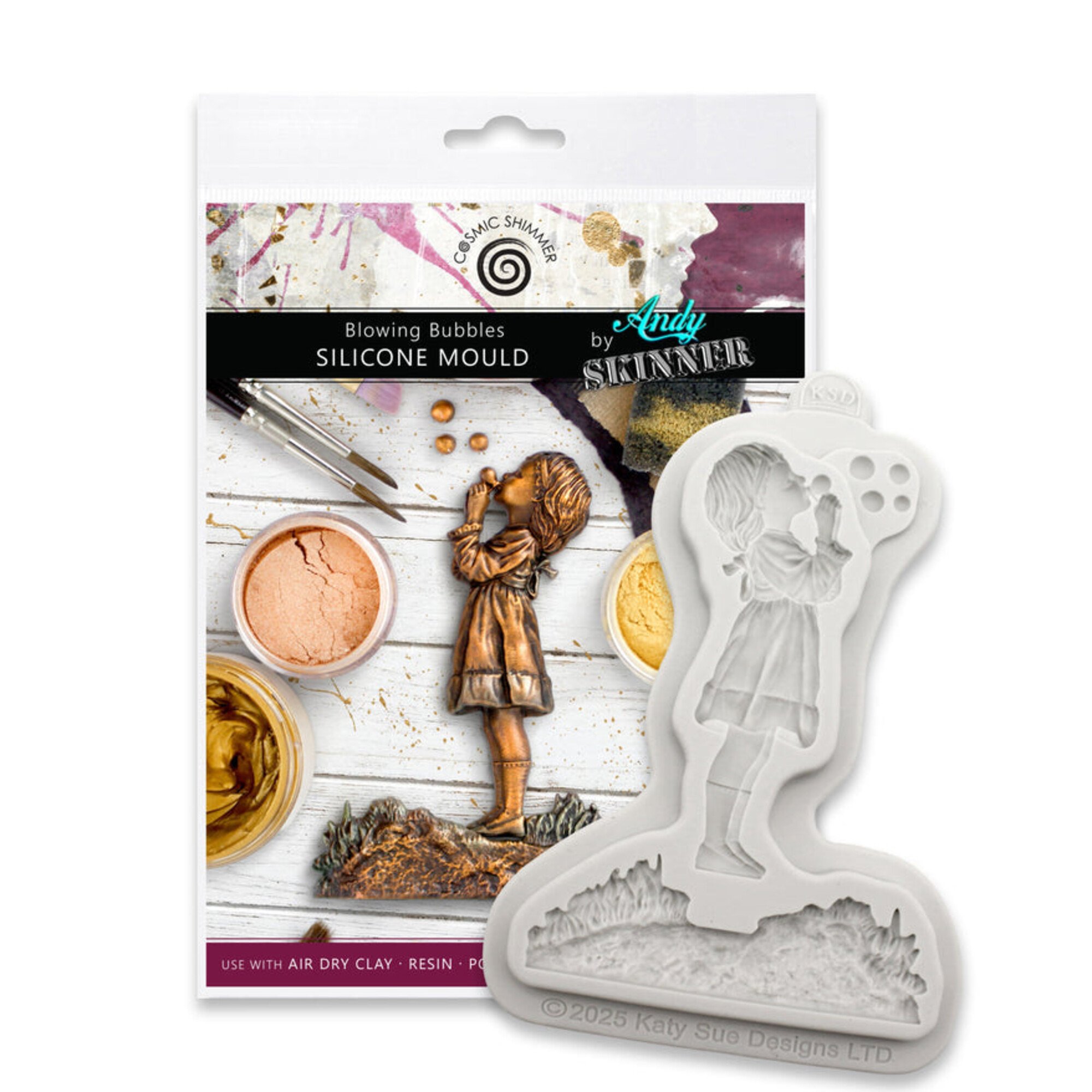 Katy Sue Designs Cosmic Shimmer Silicone Mould By Andy Skinner - Blowing Bubbles