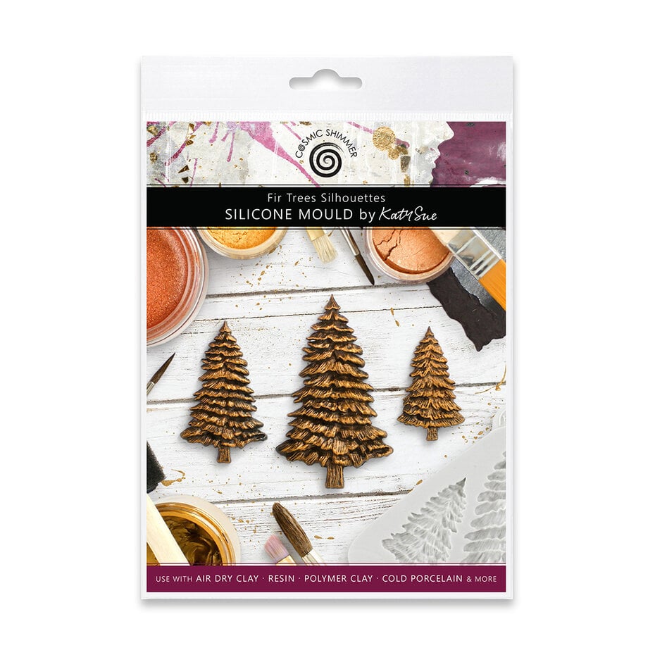 Katy Sue Designs Cosmic Shimmer Silicone Mould - Fir Trees Silhouettes