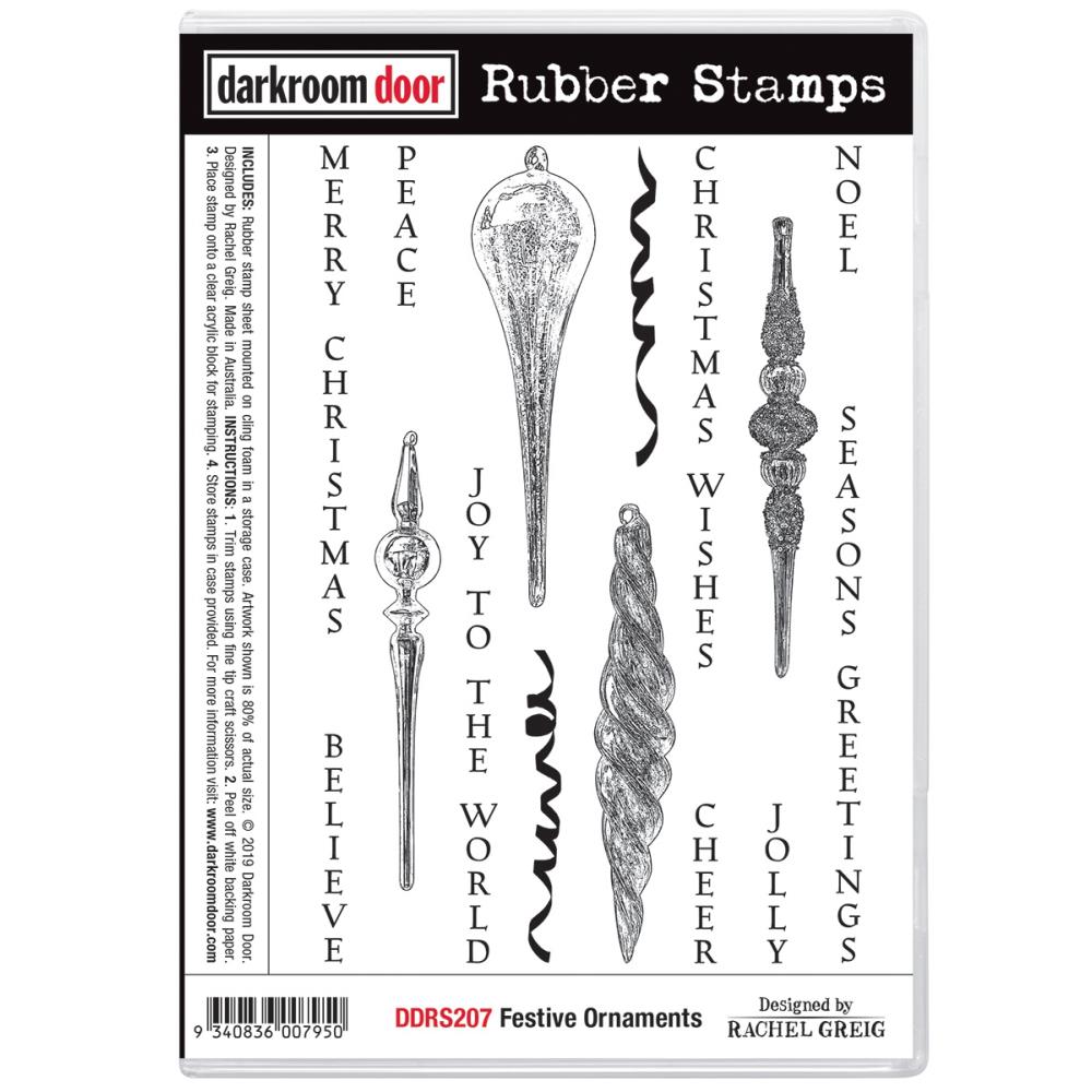 Darkroom Door Cling Stamps 7.3"X5.1" - DDRS207 Festive Ornaments