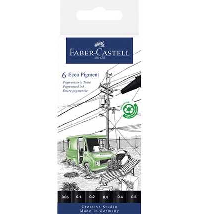 Faber-Castell Tekenpen Ecco Pigment 6/Pkg - Zwart 0.05, 0.1, 0.2, 0.3, 0.4, 0.5mm