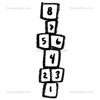 Stampotique Wood Stamp - 6012 Hopscotch