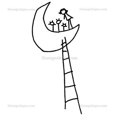 Stampotique Wood Stamp - 6037 Moon Garden