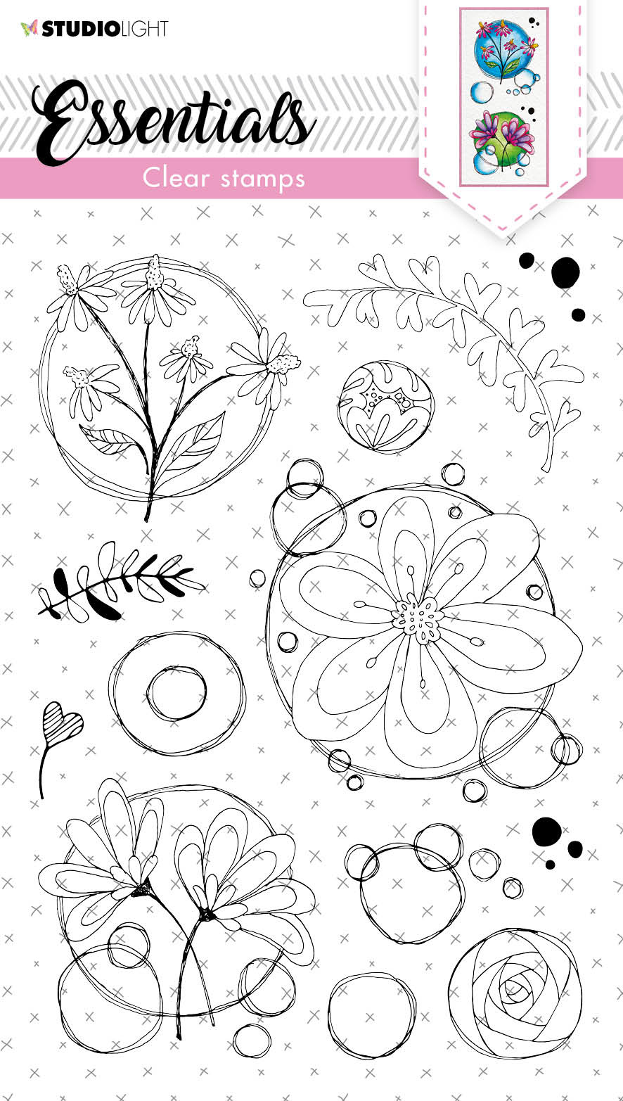 Studio Light Clear Stamps Essentials - Quirky Top Fowers nr. 118