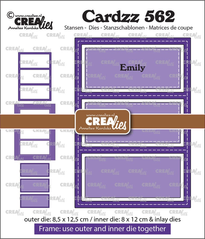Crealies Cutting Dies Cardzz - CLCZ562 Frame & Inlay Emily Rechthoek