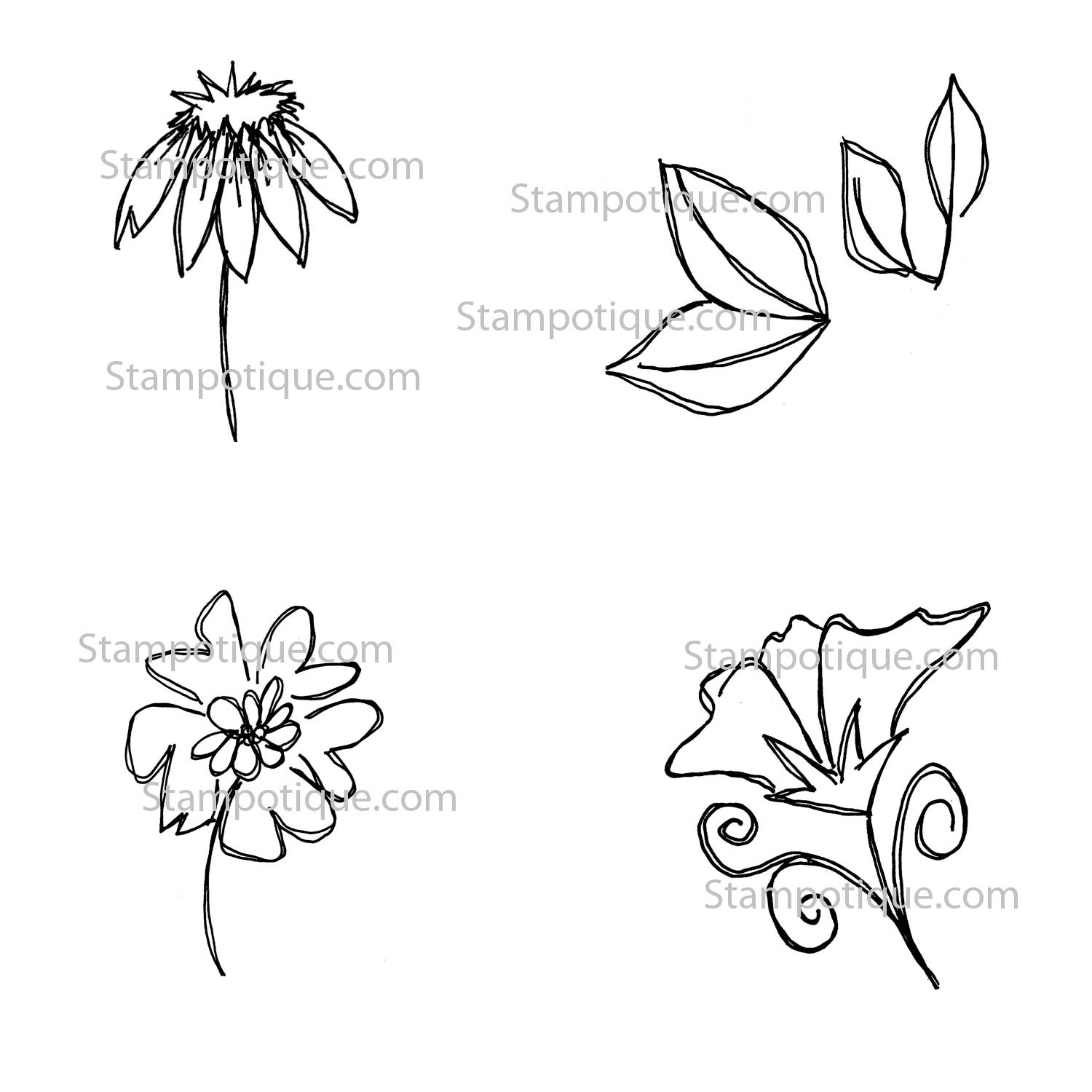 Stampotique Cling Stamp - 13077 Floral cube 1