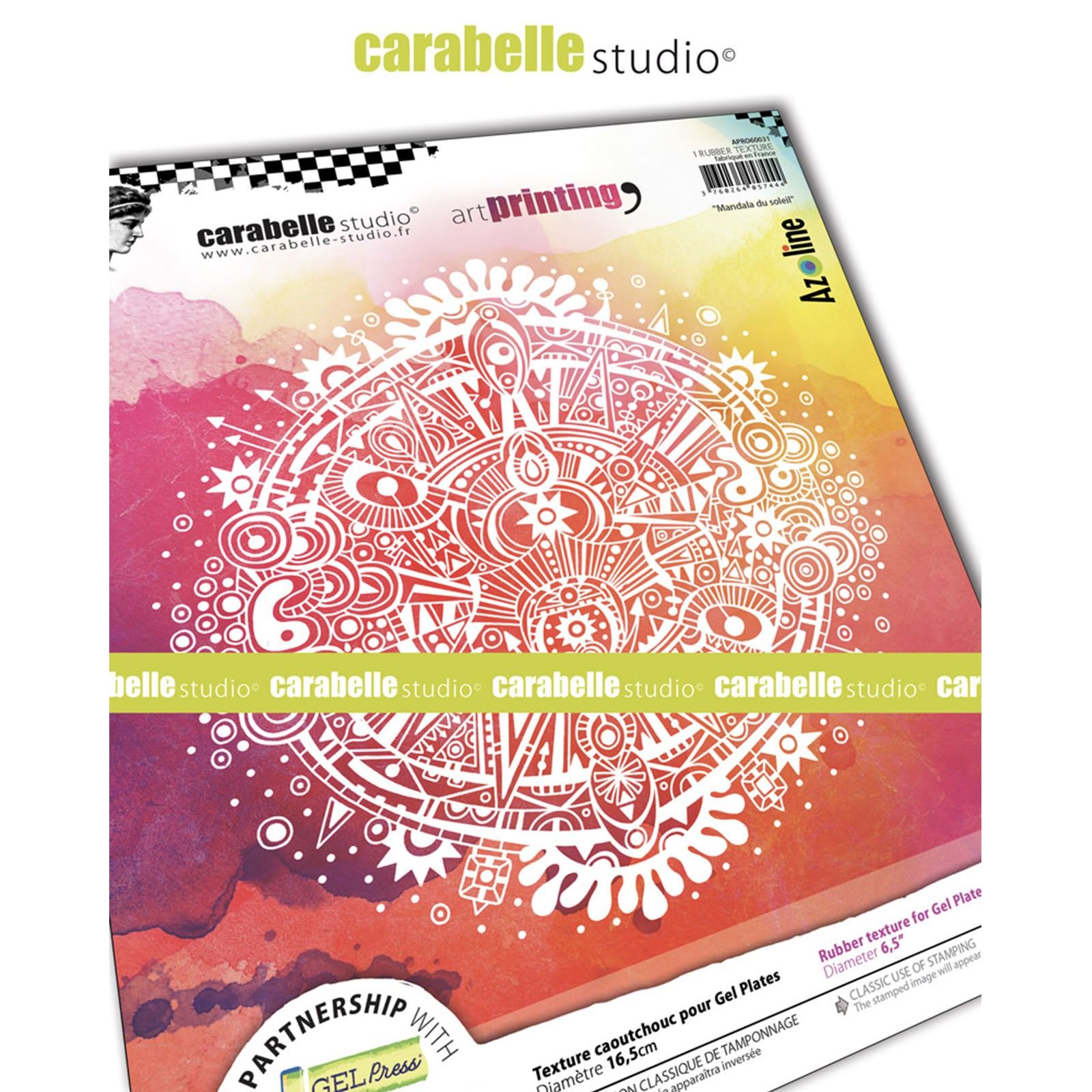 Carabelle Studio Art Printing Round Rubber Texture Plate - Sun Mandala