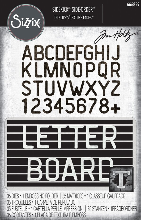 Sizzix Vault Embossing Folder with Thinlits Dies By Tim Holtz 36/Pkg - 666859 Letterboard