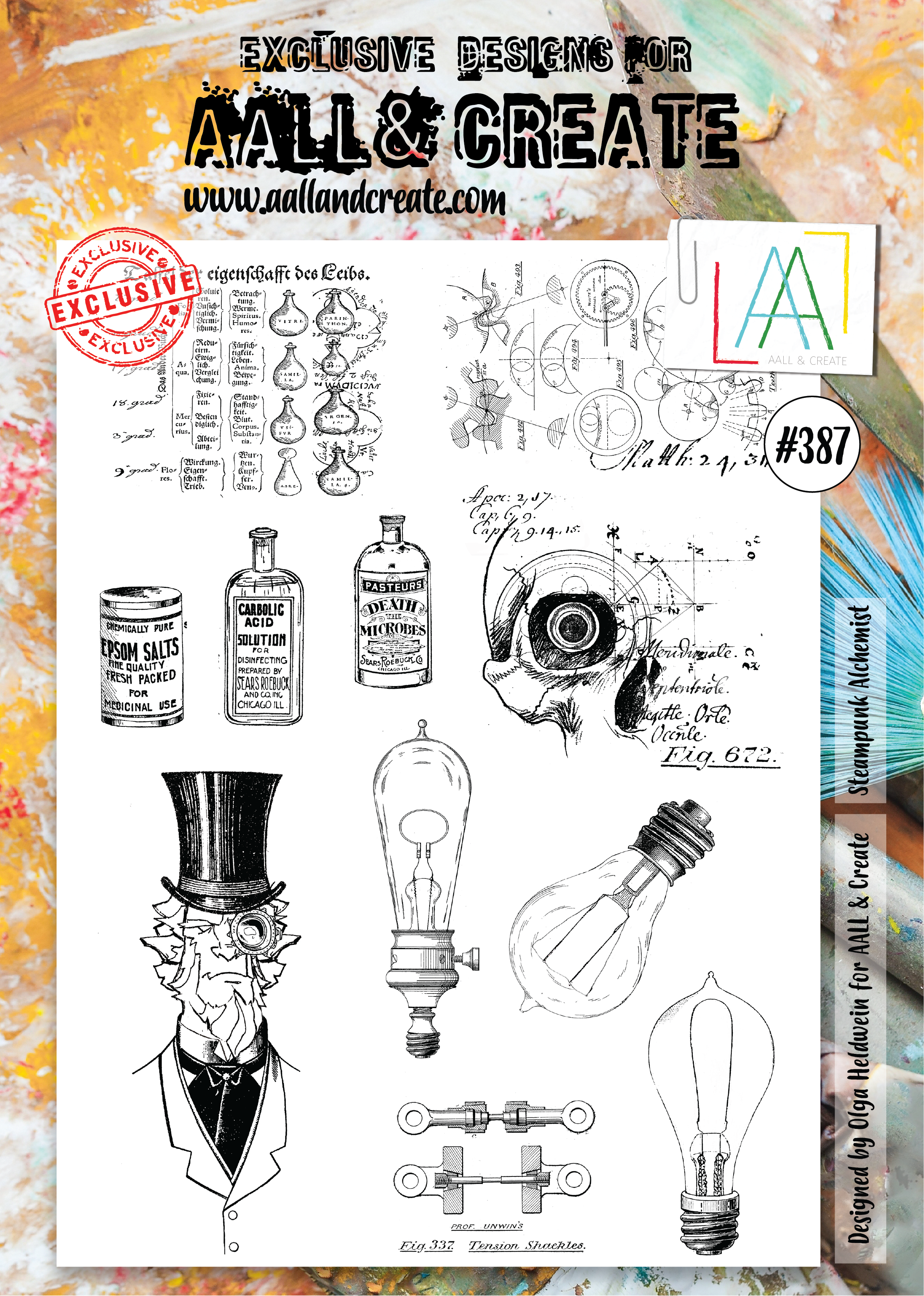 AALL & Create Clear Stamps A4 By Olga Heldwein - #387 Steampunk Alchemist