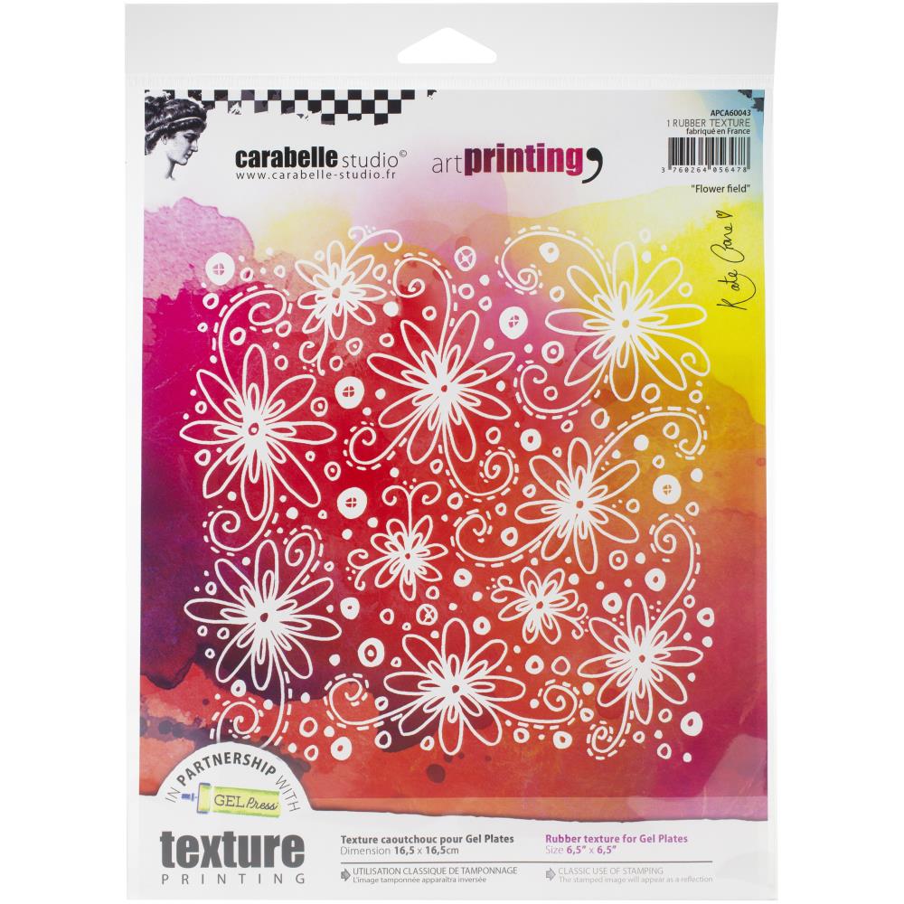 Carabelle Studio Art Printing Square Rubber Texture Plate 6" By Kate Crane - Flower Field