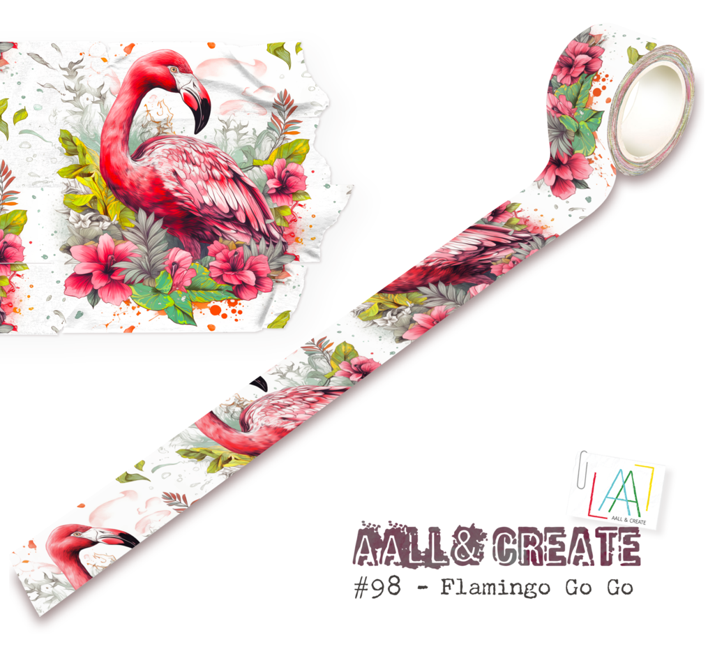 Aall and Create Washi Tape 25mm 10m - Flamingo Go Go