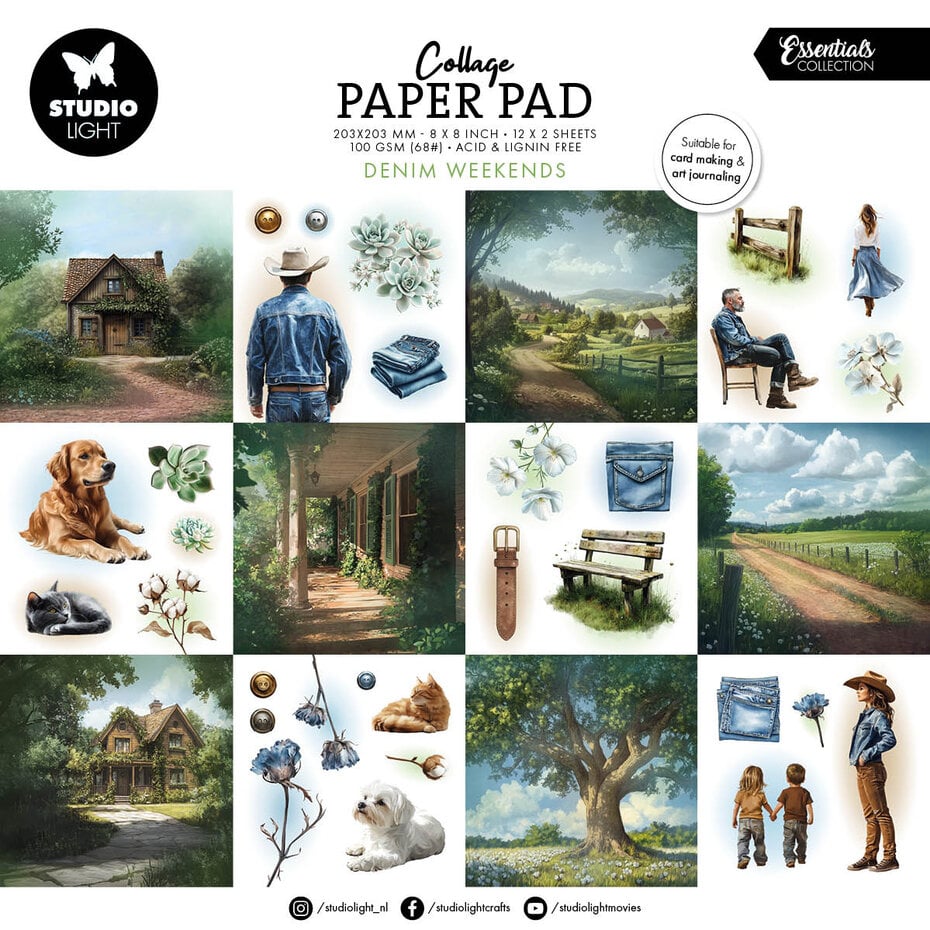 Studio Light Essentials Collage Paper Pad - Denim Weekends