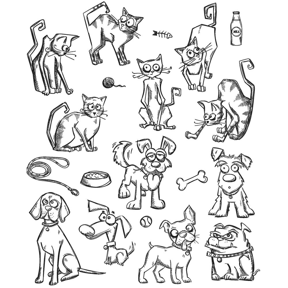 Tim Holtz Cling Stamps - CMS272 Mini Cats & Dogs