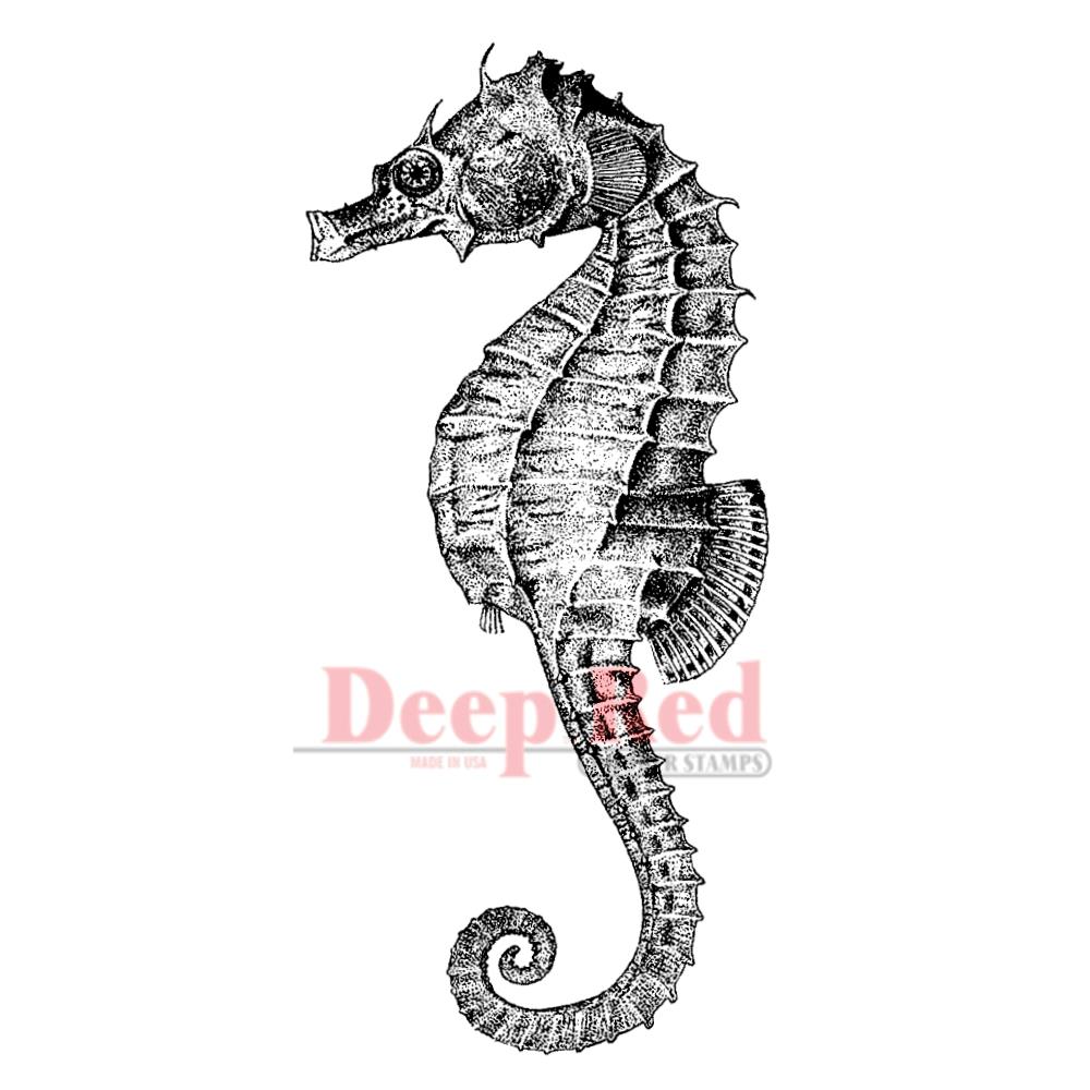 Deep Red Cling Stamp 1.25"X3.25" - Seahorse