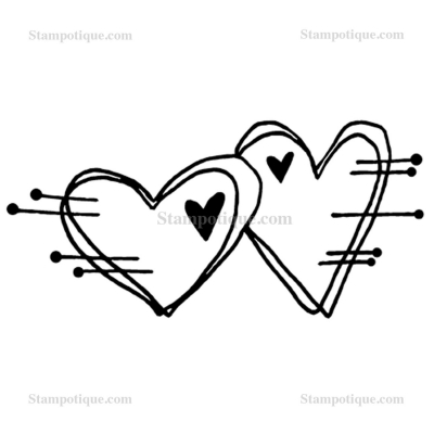 Stampotique Wood Stamp - 2094 Two Hearts are Better than one
