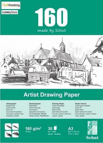 Schut Artist Drawing Paper 160 gram A3 Bloc 30/Pkg 29.7x42cm