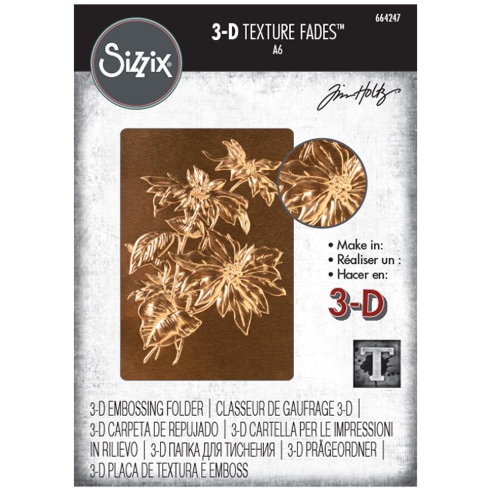 Sizzix Texture Fades Embossing Folder By Tim Holtz - Poinsettia