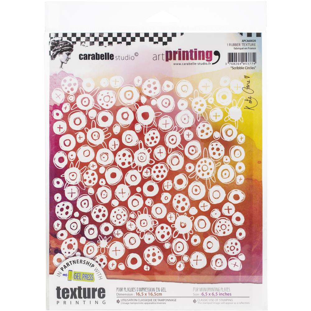 Carabelle Studio Art Printing Square Rubber Texture Plate 6" By Kate Crane - Scribble Circles