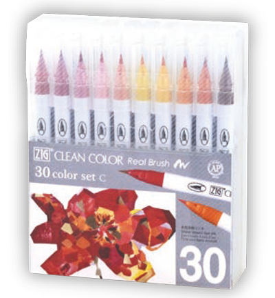 Kuretake ZIG Clean Color Real Brush Marker - Set van 30 nieuwe warme tinten