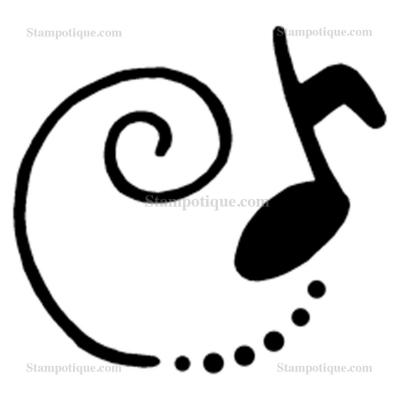 Stampotique Wood Stamp - 2167 Musical Swirl Note