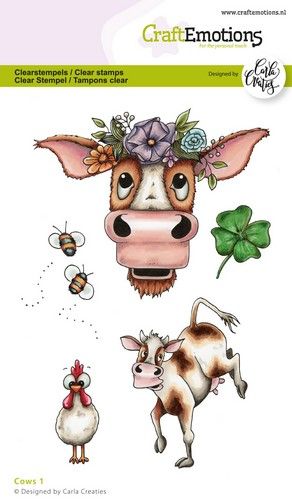 CraftEmotions Clear Stamps A6 By Carla Creaties - Cows 1