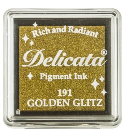 Tsukineko Delicata Small Pigment Ink Pad - Golden Glitz