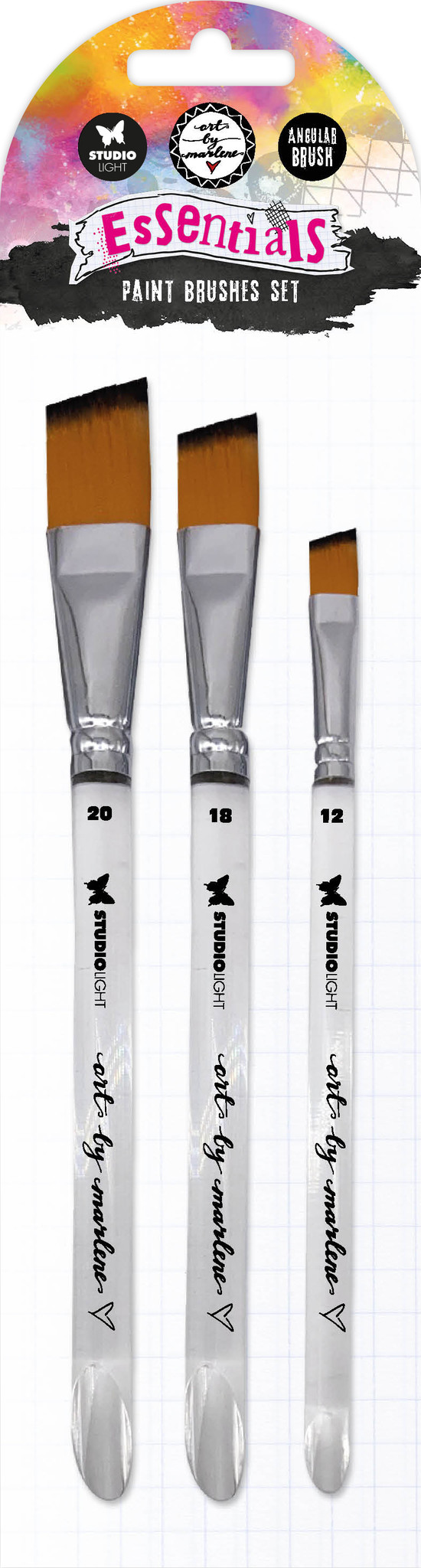 Studio Light Art By Marlene Brushes Soft Nylon Flat bevel 3/4-1/2-3/8 Inch Essentials nr. 03