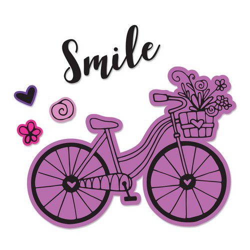 Sizzix Framelits Die & Stamp Set By Katelyn Lizardi 4/Pkg - Bicycle