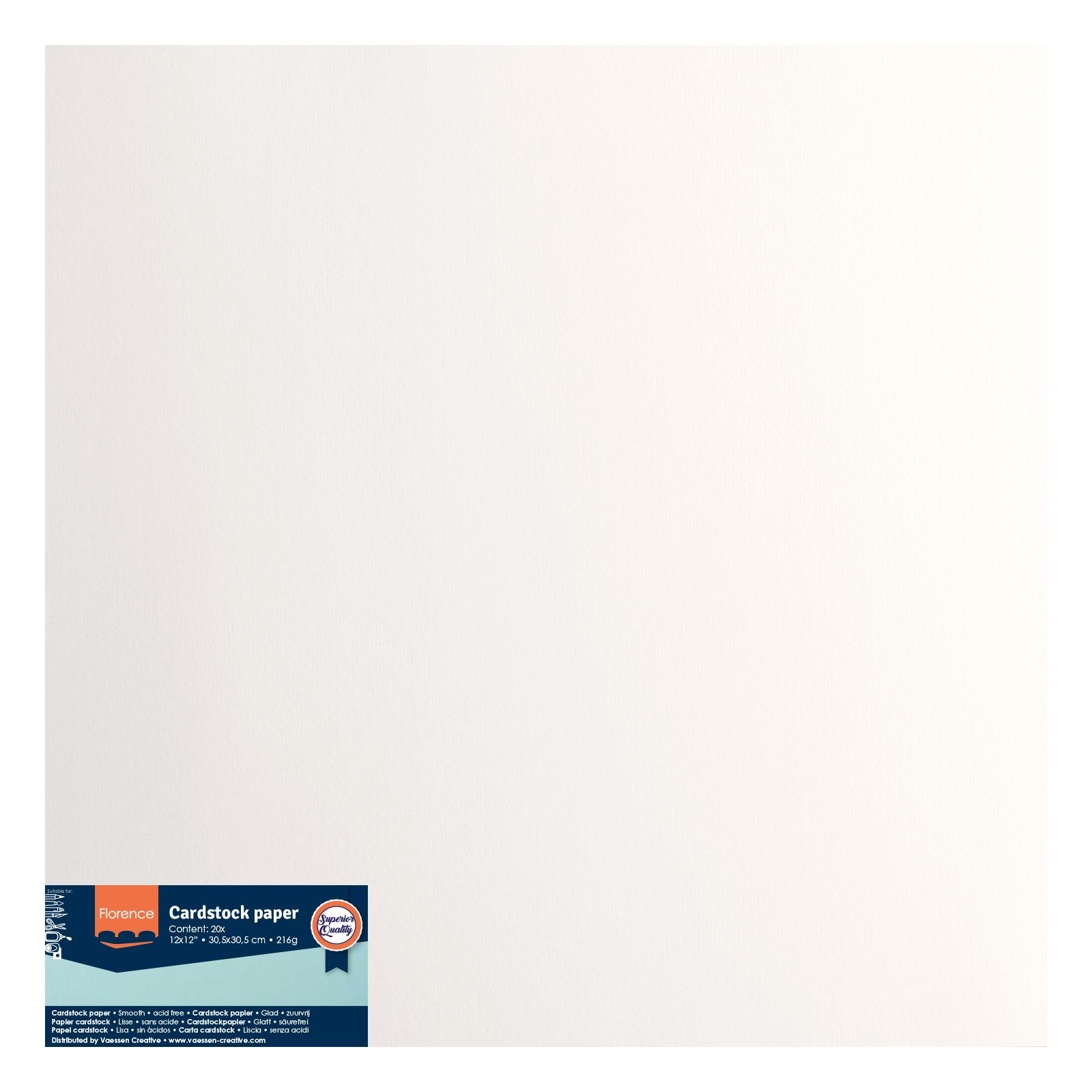 Florence Cardstock 216gr Smooth 12x12" - Off white