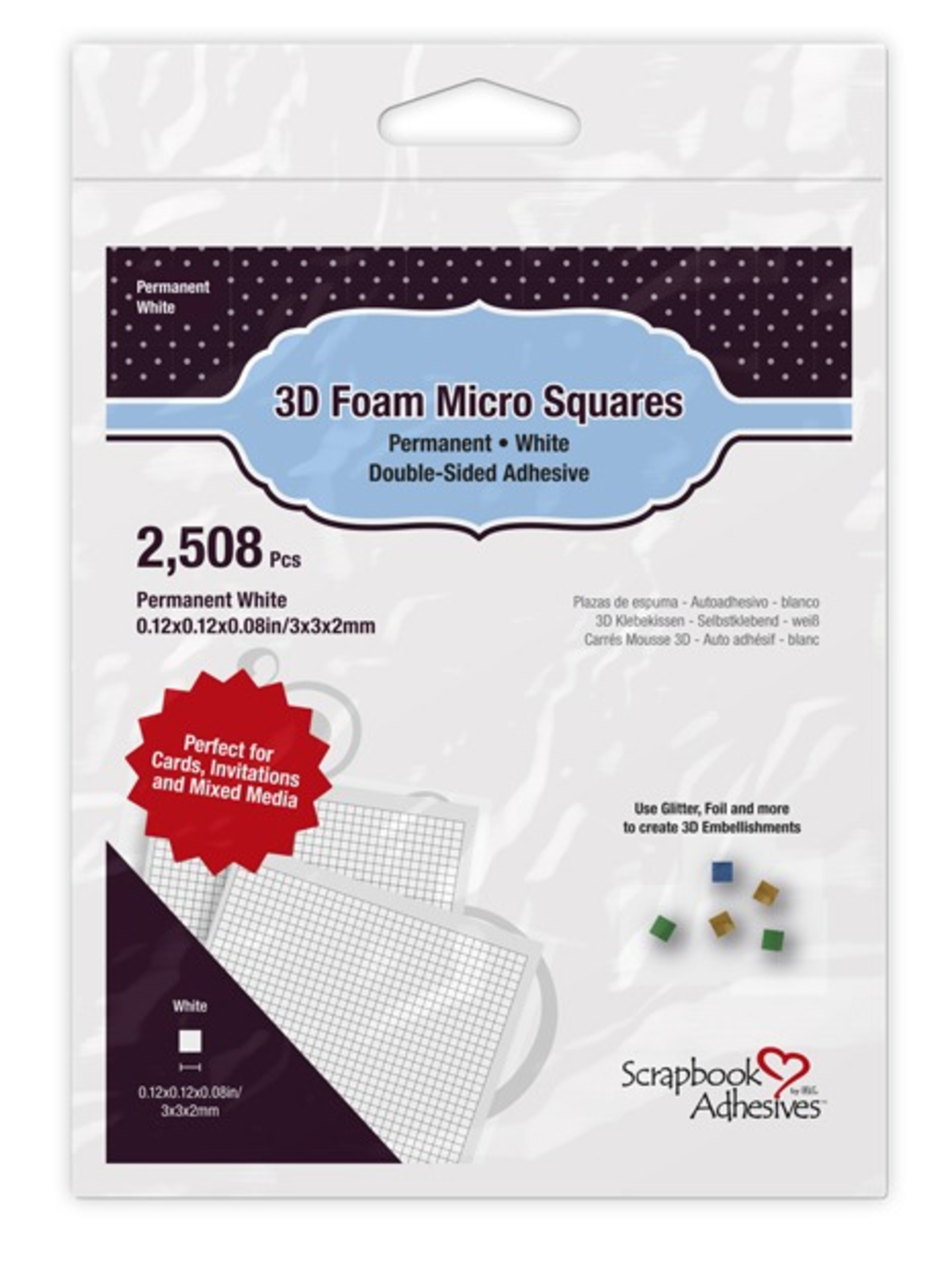 Scrapbook Adhesives 3D Foam Squares Micro White (2508 pcs)