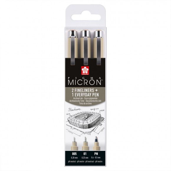 Sakura Pigma micron set fineliners 005, 01 & PN pen