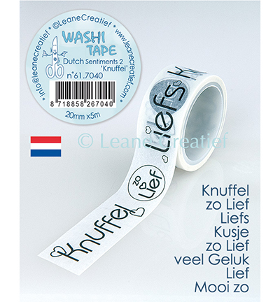 Leane Creatief Washi tape Nederlandstalige woorden 2 Knuﬀels 20mm x 5m
