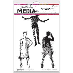 Dina Wakley Media Cling Stamps 6"X9" - Silhouetted Women