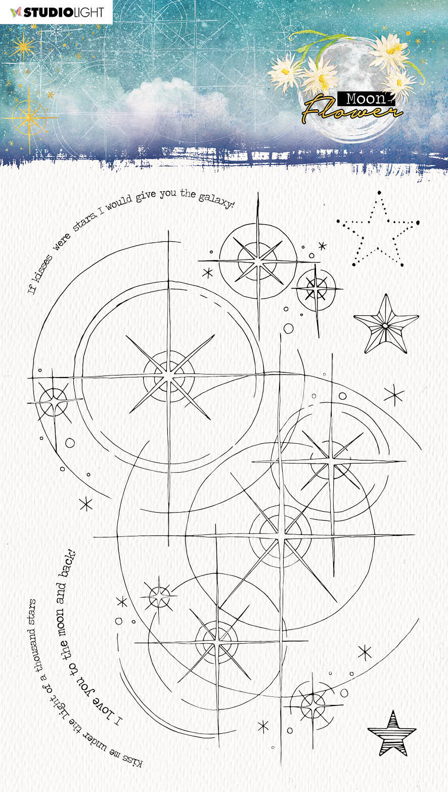 Studio Light Clear Stamp 148x210mm Moon Flower Collection - If Kisses were Stars nr. 137