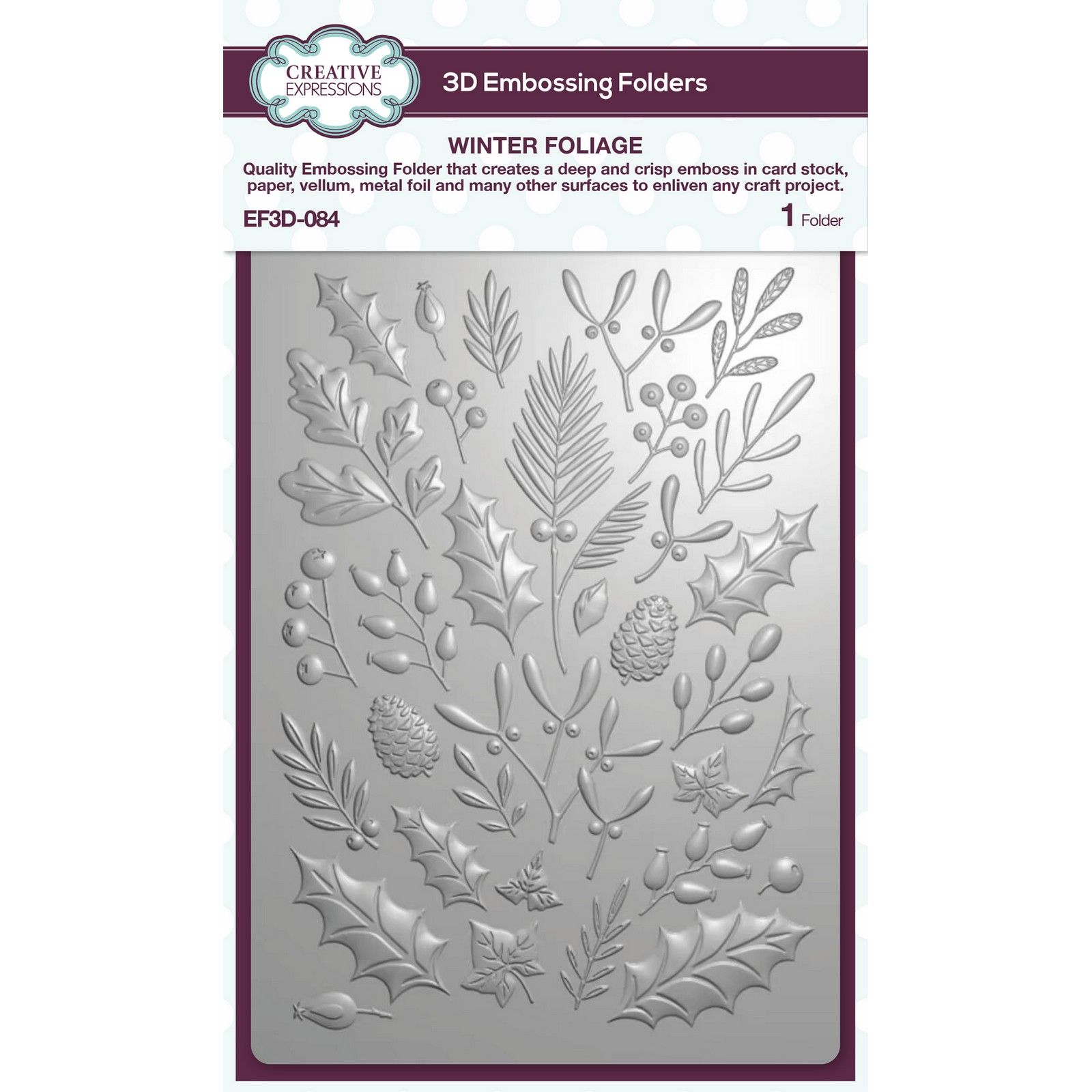 Creative Expressions 3D Embossing Folders 5"x7" - EF3D-084 Winter Foliage