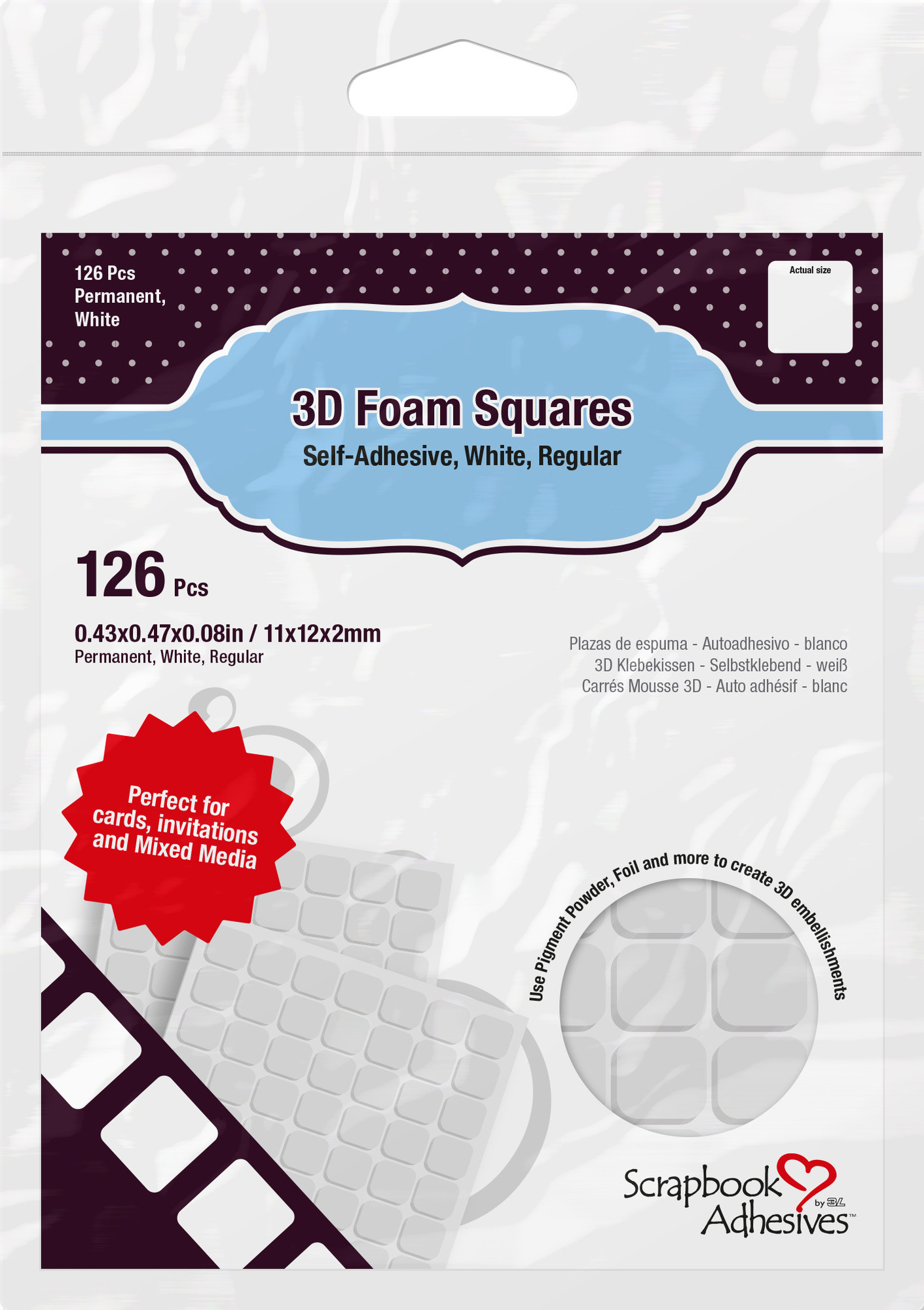 Scrapbook Adhesives 3D Foam Squares White Regular (126pcs)