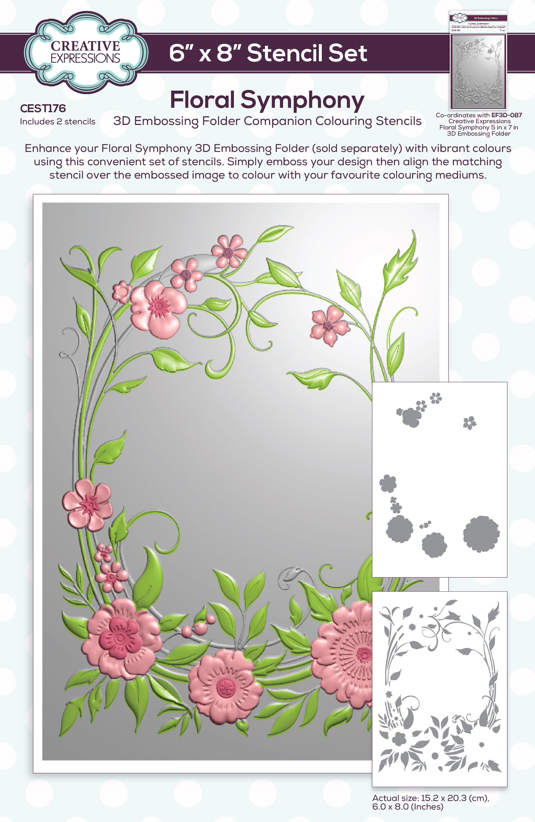 Creative Expressions Companion Colouring Stencil 2/Pkg - CEST176 Floral Symphony