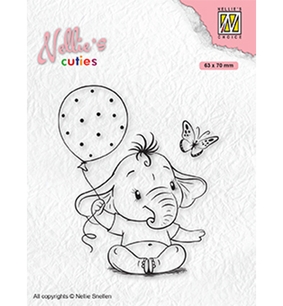 Nellie's Choice Clear Stamps Nellie's Cuties - Baby Elephant with Balloon