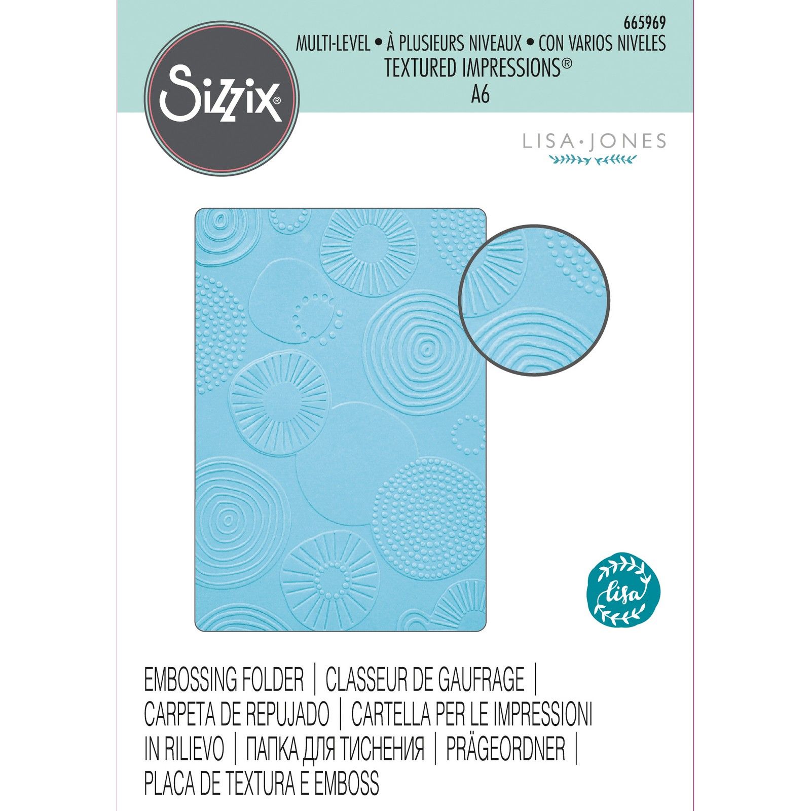 Sizzix Multi-Level Textured Impressions Embossing Folder By Lisa Jones - Abstract Rounds